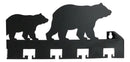 Rustic Western Black Bear Family Multi Pegs Metal Wall Key Hooks Decor Plaque