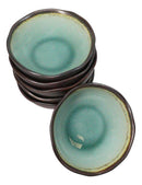 Pack Of 6 Midori Kannyu Green Porcelain Ceramic Small Shallow Bowls 7.5oz