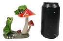 Love Affair Green Pond Frogs Couple in Courtship by Toadstool Mushrooms Figurine