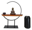 Zen Metal Crescent Amitabha Buddha With Lotus Incense Burner Meditation Tool