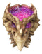 Skeletal Bone Dragon Skull With Purple Faux Quartz Crystals Geode Trinket Dish