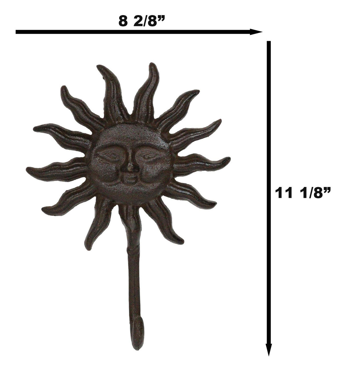 Pack Of 2 Rustic Cast Iron Belenos Helios Radiant Sun God Wall Hook Sculptures