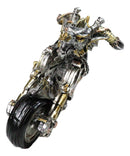 Dragon Motorcycle Metallic Silver & Gold Hot Rod Bike Sculpture Flame Accents