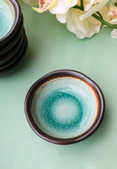Pack Of 6 Green Crackle Midori Kannyu Wavy Round Condiment Sauce Dishes 2oz