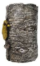 Yellow Goldfinch Candle Stand on Birch Tree Candle Holder Rustic Bird Figurine