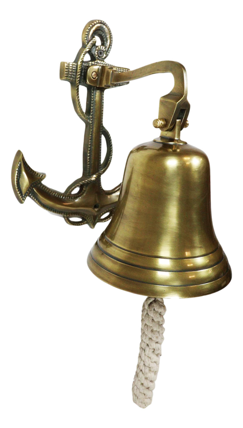 Aluminum Brass Plated Nautical Marine Fouled Anchor Door Wall Dinner Yard Bell