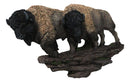 Native American Brown Bison Buffalo Herd On Pasture Wall Sculpture Relief 14"L