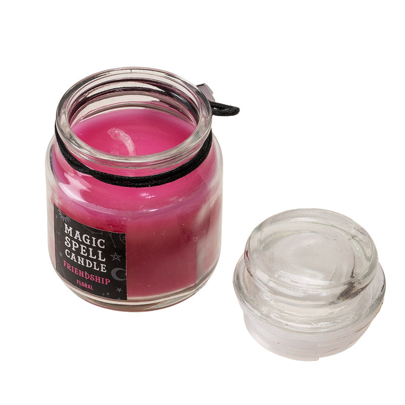 Set of 3 Wicca Halloween Ritual Floral Friendship Spell Candle in Glass Jar