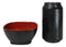 Set Of 6 Red And Black Square Ridged Small Soup Salad Rice Melamine Bowls 4.5"L