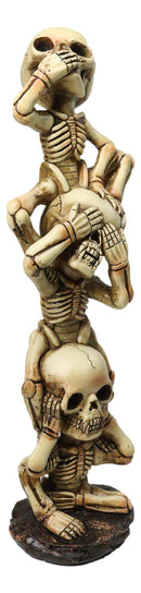 See Hear Speak No Evil Skeleton Figurine Stacked Acrobatic Gothic Wise Skeletons