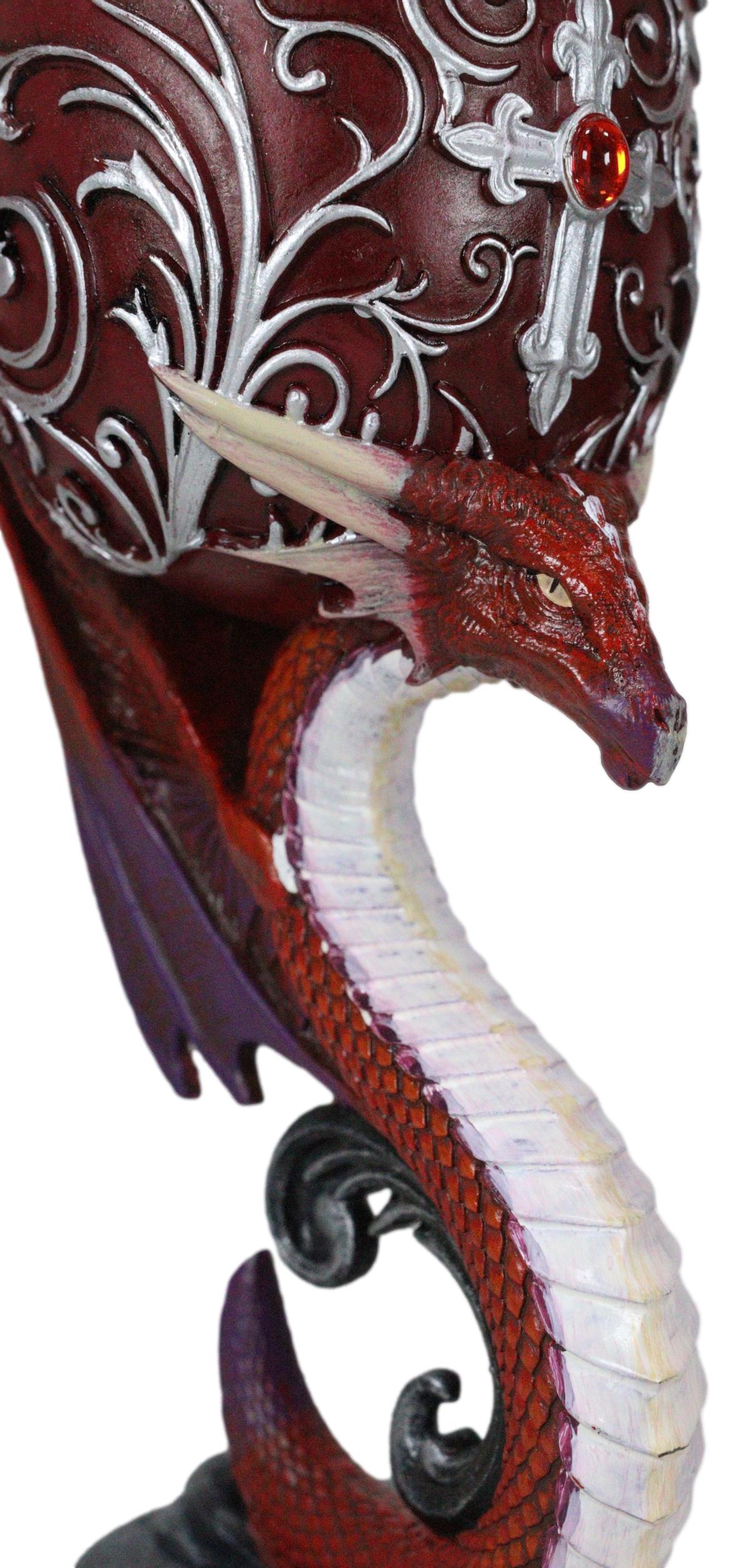 Set Of 2 Fantasy Maroon Dragons Devotion Love Hex Heart Baroque Wine Goblets