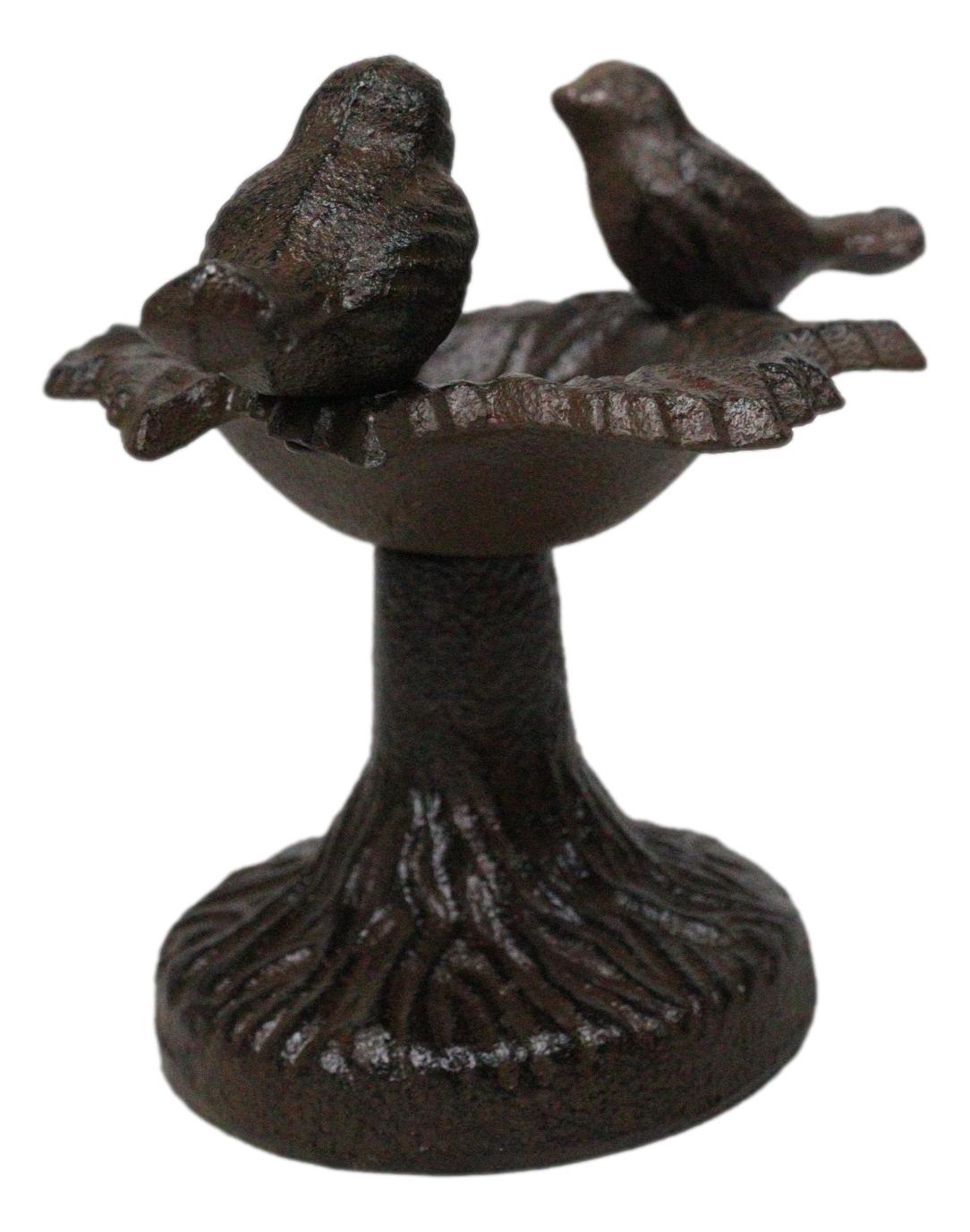Cast Iron Rustic Whimsical Two Birds On Tree Bird Feeder Bath Small Sculpture
