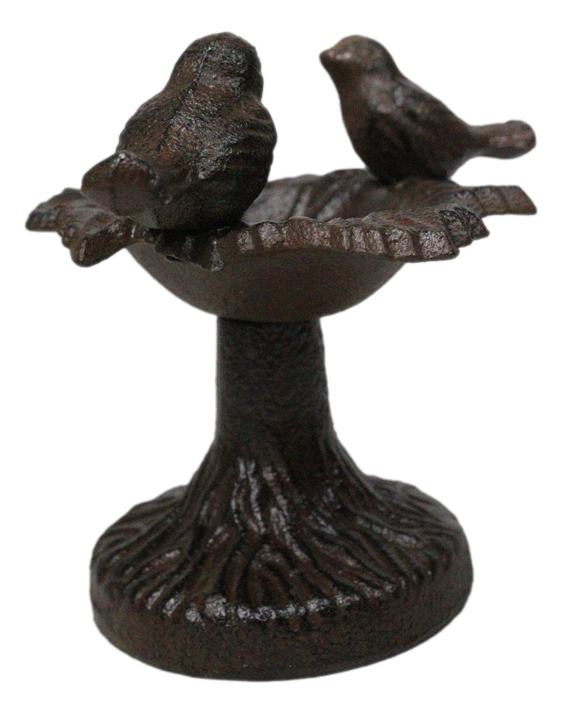 Cast Iron Rustic Whimsical Two Birds On Tree Bird Feeder Bath Small Sculpture