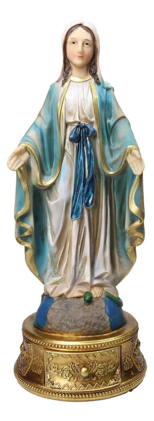 Our Lady of Grace Mother Mary Catholic Figurine with Rosary Drawer Box 9"H - Ebros Gift
