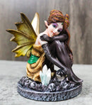 Kneeling Tribal Dressed Autumn Fall Elf Fairy with Crystal Ball Small Figurine