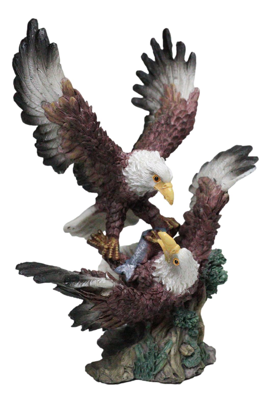 Wild Heritage Bald Eagles Fighting Figurine 2 American Eagles in Mid-Air Battle