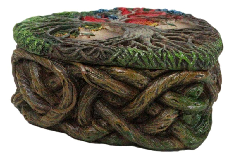 Sacred Tree of Life Yggdrasil With Dendritic Roots Colorful Heart Trinket Box