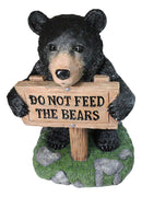 Large Whimsical Black Bear Figurine With “Do Not Feed the Bears” Sign 20"Tall
