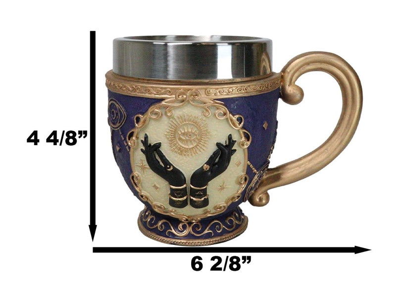 Gold And Purple Wicca Fortune Teller Chirology All Seeing Eye Tarot Tea Cup Mug