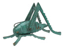Antiqued Green Verdigris Solid Brass Medium Cricket Good Luck Sculpture 5.5"L
