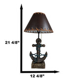 Rustic Sea Nautical Wharf Ship Anchor With Getty Ropes Table Lamp With Shade