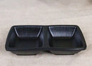 Pack Of 6 Black Silk Melamine 2 Partition Condiment Sauce Dipping Bowl or Dishes