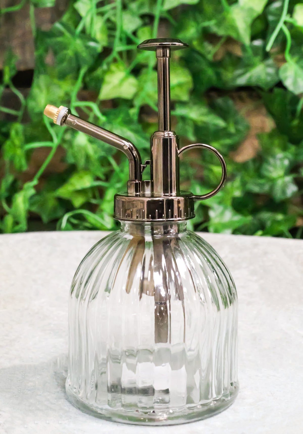 Ribbed Glass Vintage Style Home Botanical Flowers Plant Mister Spray Ornament