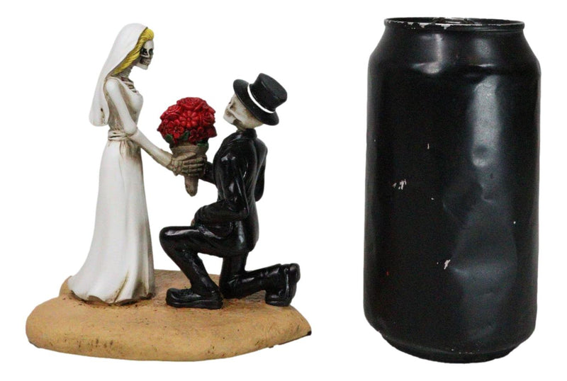 Love Never Dies Wedding Bride Groom Skeletons With Roses Cake Topper Figurine