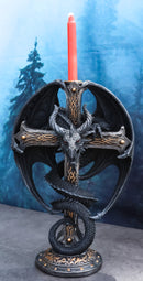 Medieval Fantasy Altar Drake Dragon Coiled On Celtic Knotwork Cross Candleholder