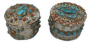 Set Of 2 Southwest Rustic Turquoise Red Rocks And Stones Vintage Trinket Boxes