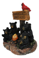Cabin Companion Black Bear Family Camping Adventure Waits Here Sign Figurine