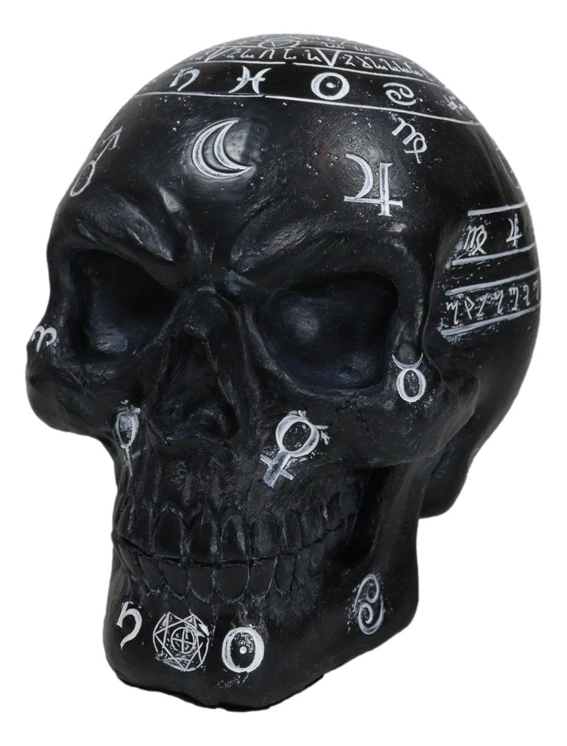 Gothic Wicca Black Mystic Arts Planetarium Zodiac Celestial Ancient Symbols Skull Figurine