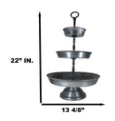 Rustic Farmhouse 3 Tiered Tabletop Galvanized Metal Serving Tray With Handle