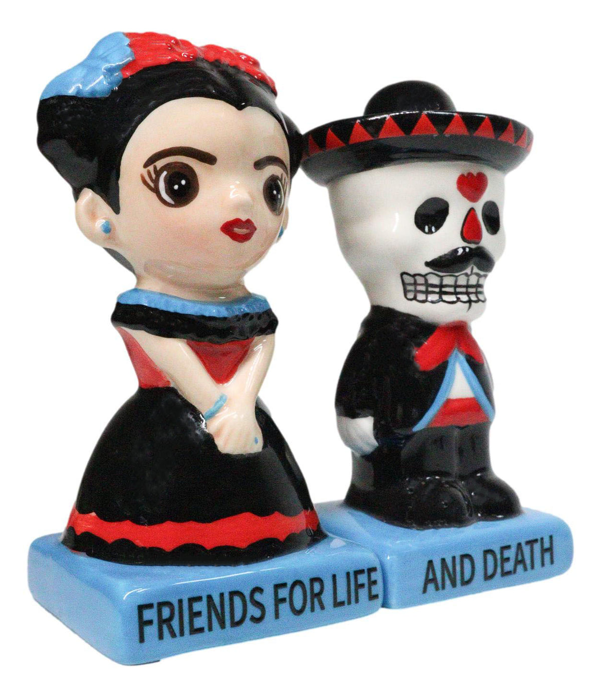 Day Of The Dead Friends For Life & Death Sugar Skull Dancers Salt Pepper Shakers