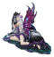 Purple Tribal Fairy Sitting With Midnight Key Lock Dark Unicorn Figurine 14.5"L