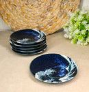The Great Wave Of Kanagawa Mount Fuji Round Appetizer Or Dessert Plates 5" D