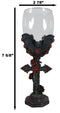 Gothic Macabre Flying Bat Cathedric Cross With Red Gems And Roses Wine Goblet