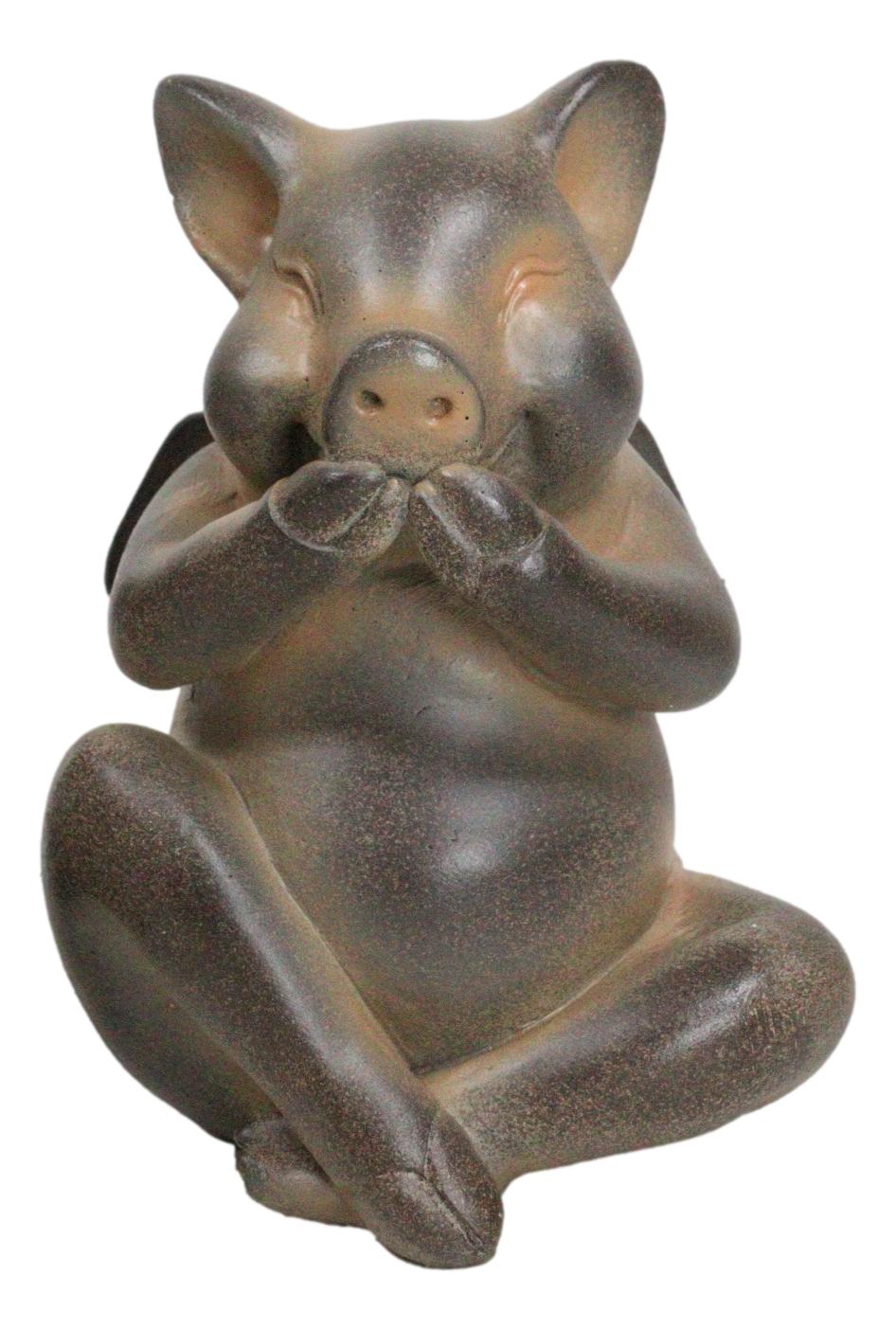 Rustic Country Angel Winged Pigs in See Hear Speak No Evil Poses Figurines Set - Ebros Gift