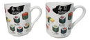 Set Of 2 Japanese Cuisine Sushi Sashimi And Rolls Textured Ceramic Mug Cups 11oz