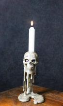 Wick of The Damned Melting Skull Brown Candlestick Taper Candle Holder FIgurine