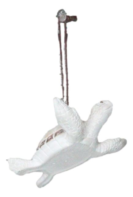 Set Of 6 Antique White Sea Turtles Ocean Marine Wall Hanger Decor Tree Ornaments