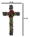 Rustic Western Red Roses Stalk With Barbed Wires Faux Wooden Wall Cross Decor