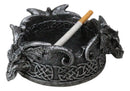 Celtic Knotwork Gothic Ram Horned Trio Arcane Dragons Cigarette Ashtray Figurine