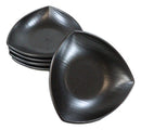 Set Of 5 Black Tetsu Kesho Ceramic Appetizer Salad Triangular Deep Plates