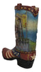 Rustic Western Oil Derrick Pump Jack USA Flag Cowboy Boot Flower Vase Planter