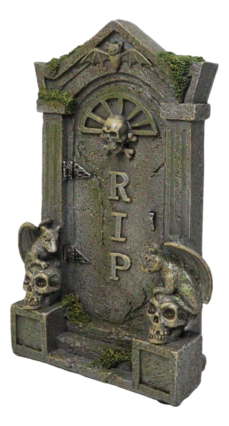 Day of The Dead Gothic Skulls Night Bat and Gargoyles RIP Tombstone Figurine