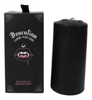 Large Gothic Draculina Pink Vampire Tears Black Unscented Pillar Candle 6"H