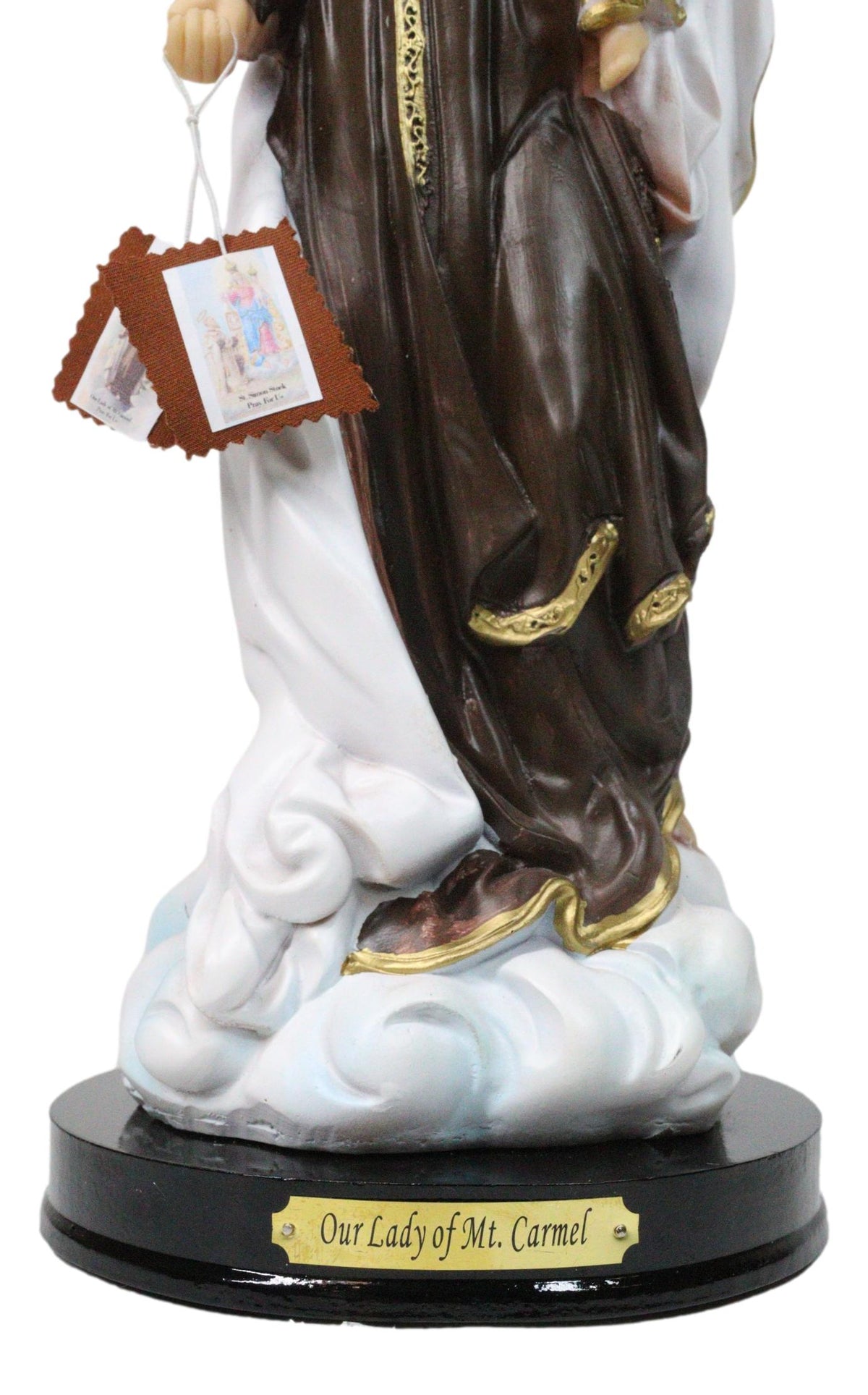 Catholic Our Lady of Mount Carmel Mary And Jesus Figurine With Name Base 12"H