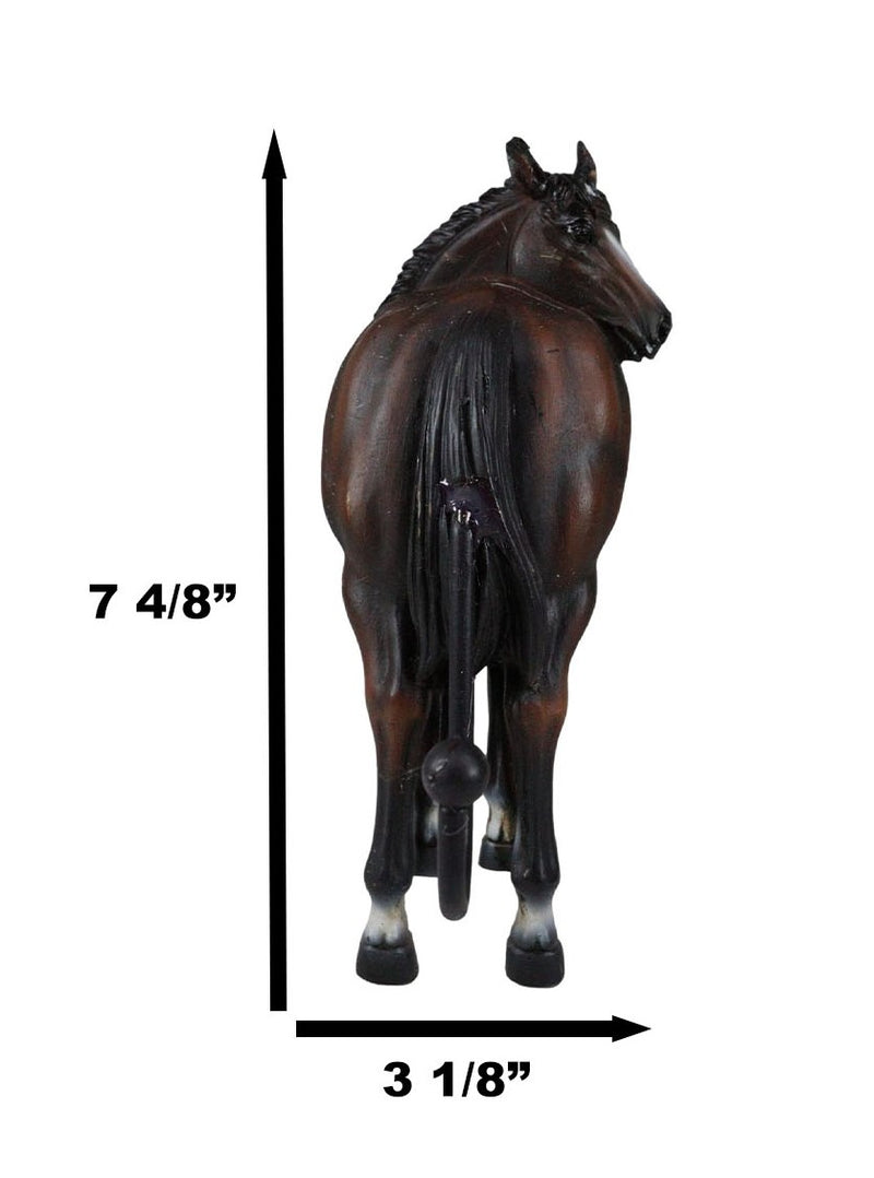Set of 3 Rustic Western White Brown Chestnut Horses Hind Butt Coat Wall Hooks