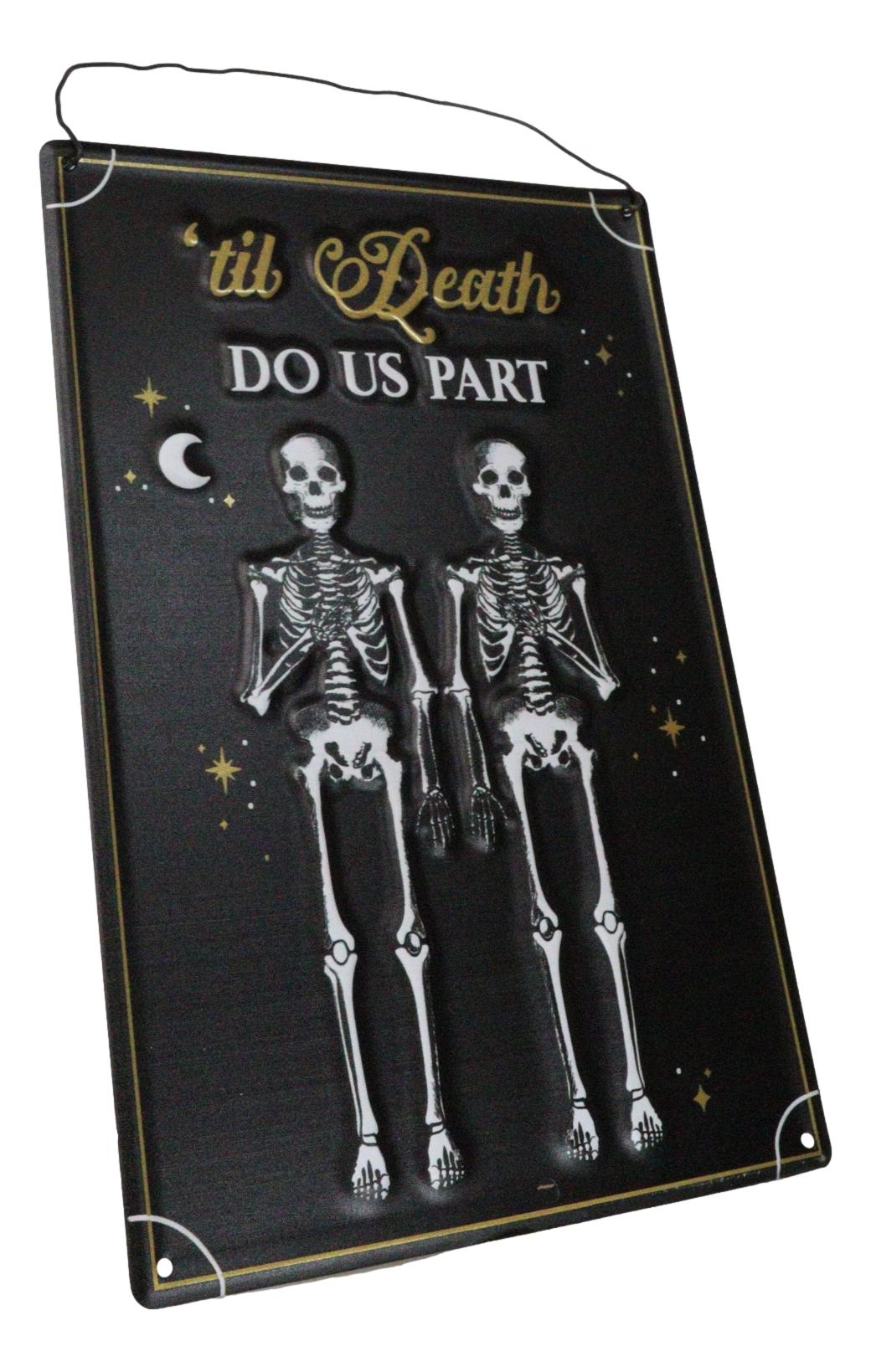 Set Of 2 Love Never Dies Gothic Wedding Til Death Do Us Part Metal Wall Signs